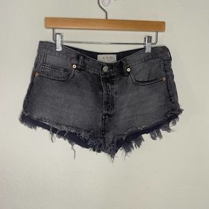 Free People Soft & Relaxed Cut Off Shorts in Sulphur Black 28